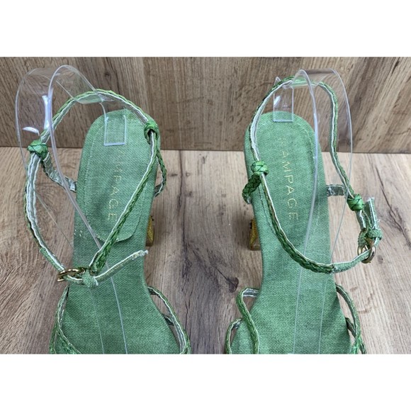 Rampage Emotion Women’s Heeled Sandals Size 10 M Green Rhinestone Embroidered - Picture 8 of 16